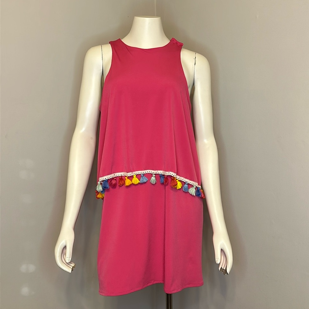 Judith March Hot Pink Tassel Dress
